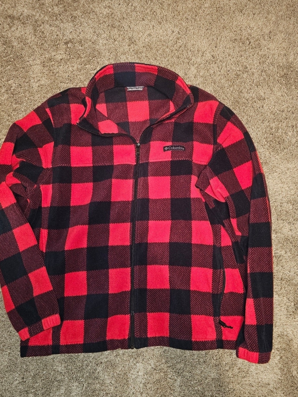 Columbia Red and Black Buffalo-Check Fleece Jacket